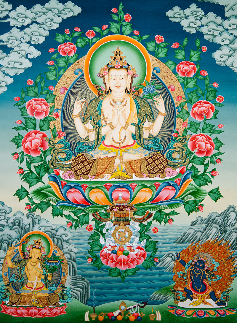36" Tibet Tibetische Tuch Seide Rulai Sakyamuni Tathagata Buddha Tangka Thangka 